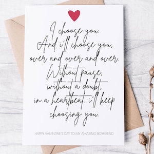Carte de Saint-Valentin pour petit ami lui, je te choisis