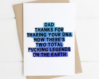 Funny Father's Day Card | Fathers Day | Thanks for sharing your DNA