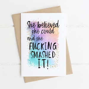 Tarjeta bien hecha / Tarjeta de felicitación / Tarjeta de graduación / Tarjeta para ella / Tarjeta de mejor amiga / Ella creía que podía