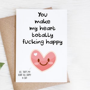 Tarjeta de aniversario divertida para él, esposo y novio / Haces que mi corazón sea totalmente feliz