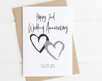 Carte 2e anniversaire, Carte deuxième anniversaire Joyeux 2e anniversaire de mariage