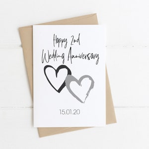 Tarjeta del segundo aniversario, tarjeta del segundo aniversario Feliz segundo aniversario de bodas