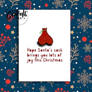 Tarjeta navideña divertida y grosera / Tarjeta navideña para adultos / Espero que el saco de Papá Noel te traiga mucha alegría