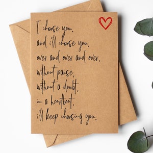 Tarjeta de aniversario para él su esposa esposo / te elijo a ti