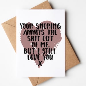 Funny Valentine&#39;s Card for him her husband wife boyfriend girlfriend | Snoring