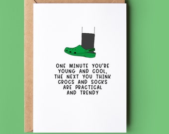 Funny Crocs Birthday Card: Trendy Socks, Humorous Gift