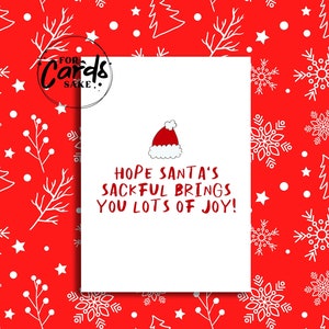 Tarjeta navideña divertida y grosera / Tarjeta navideña para adultos / Saco de Papá Noel