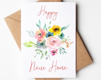 Happy New Home Card: Floral Watercolor Moving Card