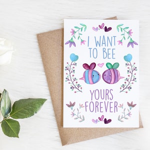 Tarjeta de aniversario para él su esposa esposo novio novia / tarjeta de aniversario / quiero ser tuyo para siempre