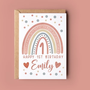 Carte d'anniversaire personnalisée arc-en-ciel | Carte 1er anniversaire | Carte d'anniversaire arc-en-ciel