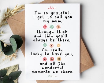 Mother&#39;s Day Card | I&#39;m so grateful i get to call you my mum