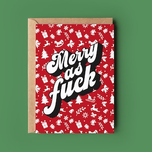 Cartão de Natal engraçado e grosseiro | Cartão de Natal para adultos | Feliz pra caramba