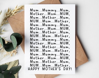 Funny Mother&#39;s Day Card | Mum...Mummy..Mother....