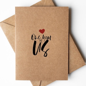 Tarjeta del 1er Aniversario para él o ella, esposo o esposa, 1 año de nosotros