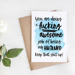 Tarjeta de aniversario divertida para mi esposo / Estás haciendo un trabajo increíble siendo mi esposo