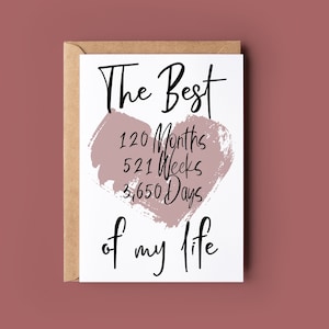 Carte 10e anniversaire | 10e anniversaire de la femme, du mari, du petit ami et de la petite amie | Les 10 plus belles années de ma vie