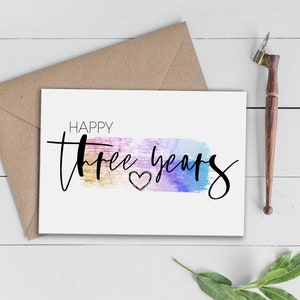 Tarjeta del 3er aniversario, tarjeta del 3er aniversario / Felices tres años