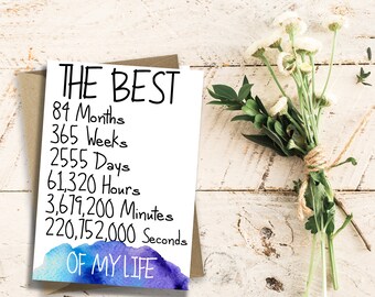 7th Anniversary Card, 7 year Anniversary. seventh anniversary | Best 7 years of my life