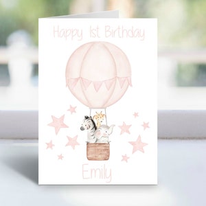 Cartão personalizado de 1º aniversário | Cartão de 1º aniversário Unicórnio | Cartão filha, sobrinha, neta
