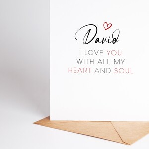 Personalised Anniversary Card for him or her, all my heart