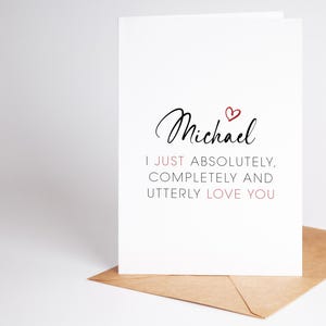 Personalised Anniversary Card for him or her, i just love you
