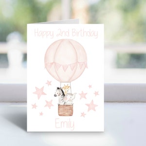 Biglietto di auguri personalizzato per il 2° compleanno / Biglietto di auguri per il 2° compleanno / Biglietto per figlia, nipote e nipote