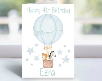 Carte d'anniversaire personnalisée pour garçon, petit-fils et neveu | Carte 4e anniversaire