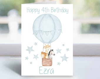 Personalised 4th Birthday Card for Boy Grandson Nephew | 4th Birthday Card