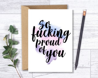 Well Done Card | Congratulations Card | Graduation Card | Card for her | Best friend Card | so fucking proud of you