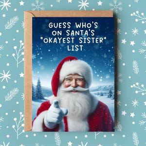 Carte de Noël amusante pour soeur