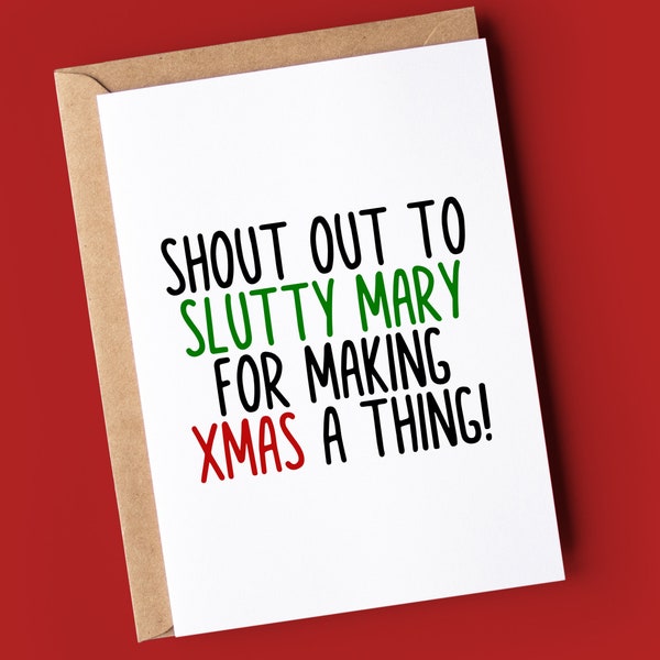 Funny Rude Christmas Card | Adult Christmas Card | Shout out to mary