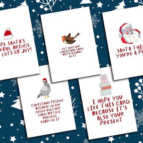 Funny Christmas Card Pack | 5 X Funny Christmas Cards | Christmas Card Pack - Funny Rude Xmas Cards
