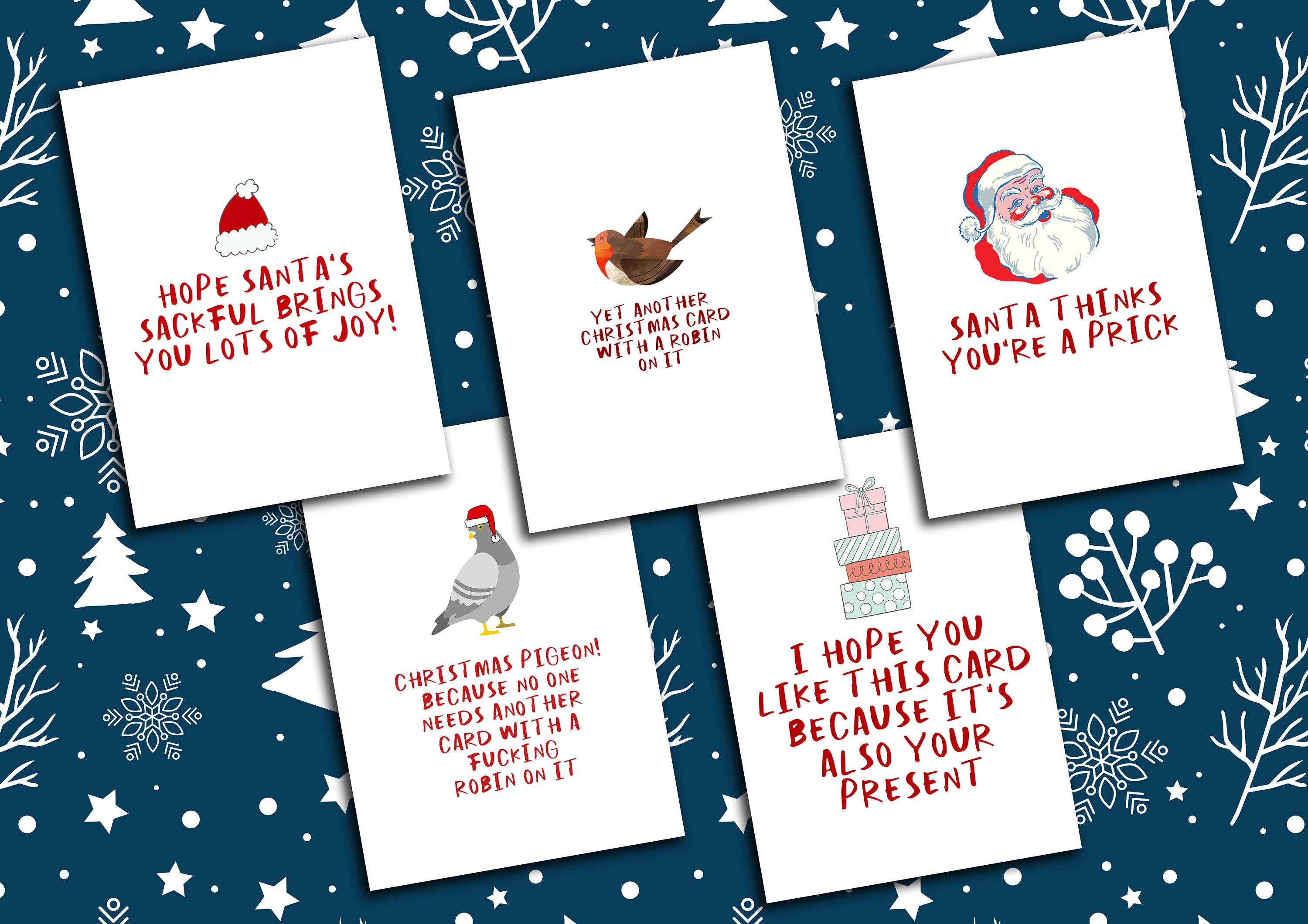 Funny Christmas Card Pack 5 X Funny Christmas Cards Etsy