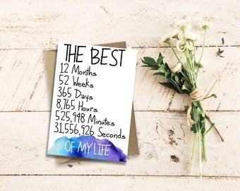 1st Anniversary Card, First Anniversary. The Best 1 year of my life