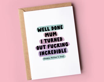 Funny Mother's Day Card | well done mum