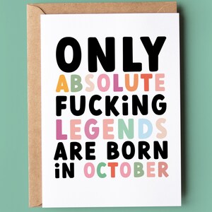 Only Legends are born in October Birthday Card - Funny Birthday card