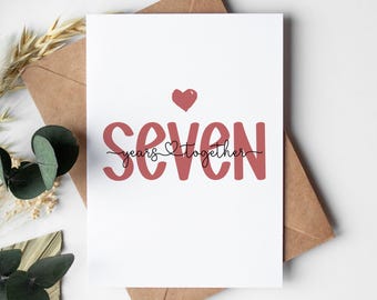 7 year anniversary card for him or her, 7 Years together
