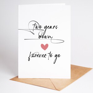 Tarjeta del segundo aniversario / Segundo aniversario para esposa, esposo, novio o novia / Dos años después