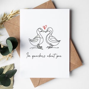 Tarjeta de aniversario para él su esposo esposa novio novia / Quackers sobre ti