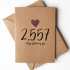 Tarjeta del 7º Aniversario para él o ella, esposo o esposa, 7 años amándote