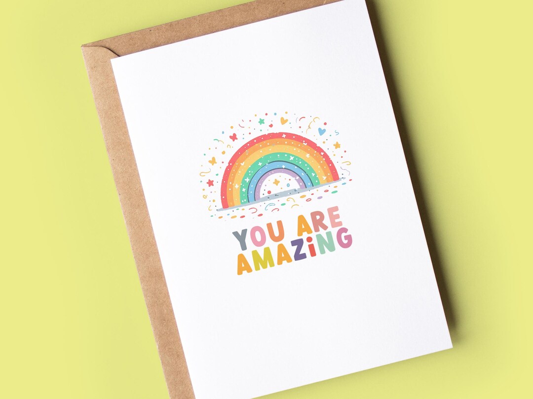 You Are Amazing Card, Rainbow Thank You Card - Etsy UK