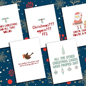 Pacote de Cartões de Natal Engraçados | 5 Cartões de Natal Engraçados | Pacote de Cartões de Natal