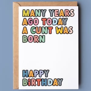 Tarjeta de cumpleaños divertida y grosera / Hace muchos años hoy