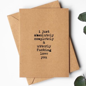 Tarjeta de aniversario para él, su esposa, su esposo / Te amo - impresa en tarjeta Kraft 100% reciclada