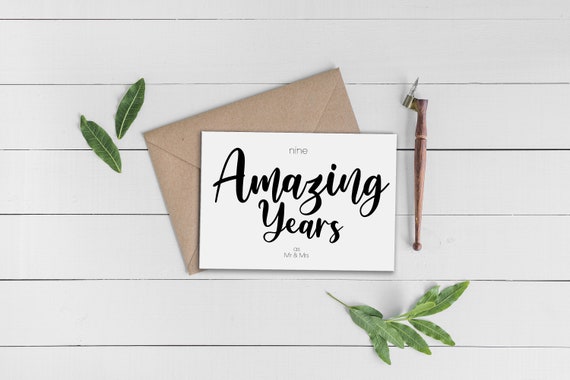 9th Anniversary CardNinth Anniversary Card9 Year Anniversary Card