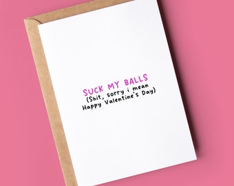 Funny Rude Valentine's Card for her | Suck my Balls