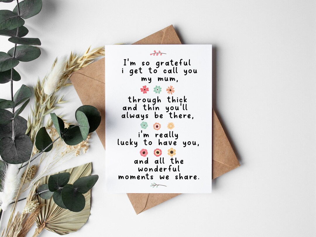 Mother's Day Card | I'm so Grateful I Get to Call You My Mum - Etsy UK