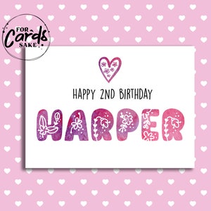Personalised 2nd Birthday Card | 2nd Birthday Card | Daughter Niece Granddaughter Card