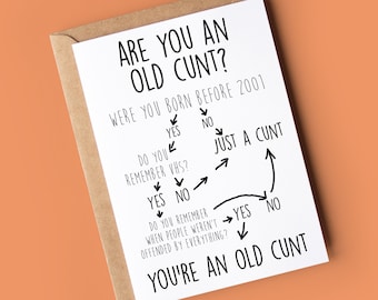 Funny Rude Birthday Card | Are you an old C***?
