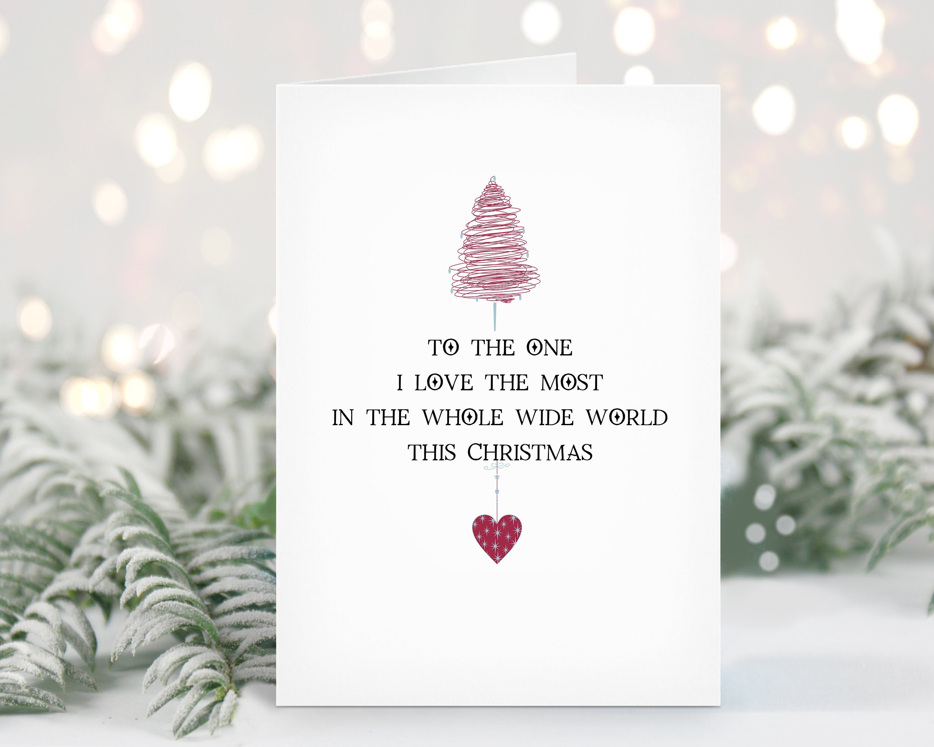 UK Greetings Weihnachtskarte „One I Love“ Mit Anstecknadel – Süße Liebeskarte Zu Weihnachten